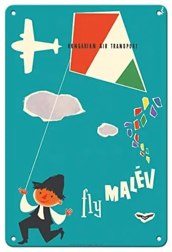 

Летать Malév, Венгрия, La воздушный транспорт-авиакомпания c.1960s металлическая жестяная вывеска
