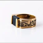 Бизнес Для мужчин Золотое кольцо черный камень кольцо с черным агатом Для Мужчин's Обручение Для мужчин t Свадебные украшения
