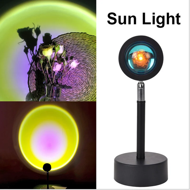 

USB Rainbow Sunset Red Projector Led Night Light Sun Projection Desk Lamp for Bedroom Bar Wall Wedding Party Decor Lighting