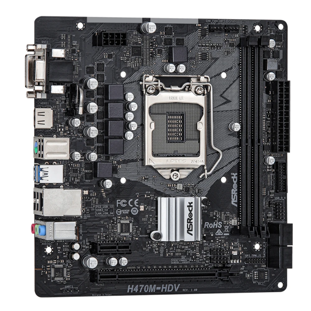 Материнская плата ASRock H470M-HDV поддержка DDR4 2933 МГц чипсет Intel H470 4 * SATA 6 ГБ/сек. USB 3 1/PCIe