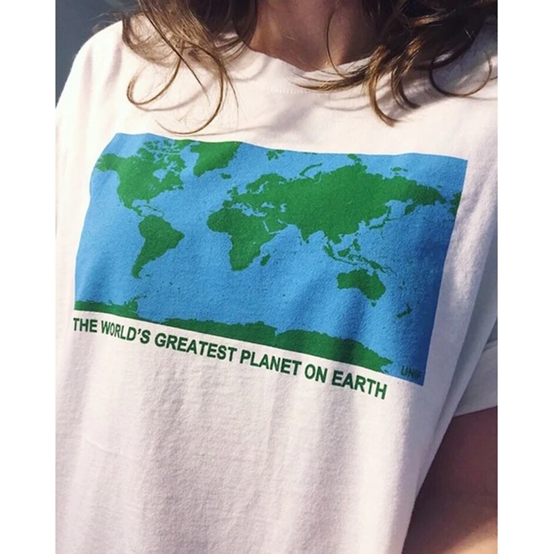 Женская футболка с надписью THE World's GREATEST PLANET ON EARTH Повседневная в стиле