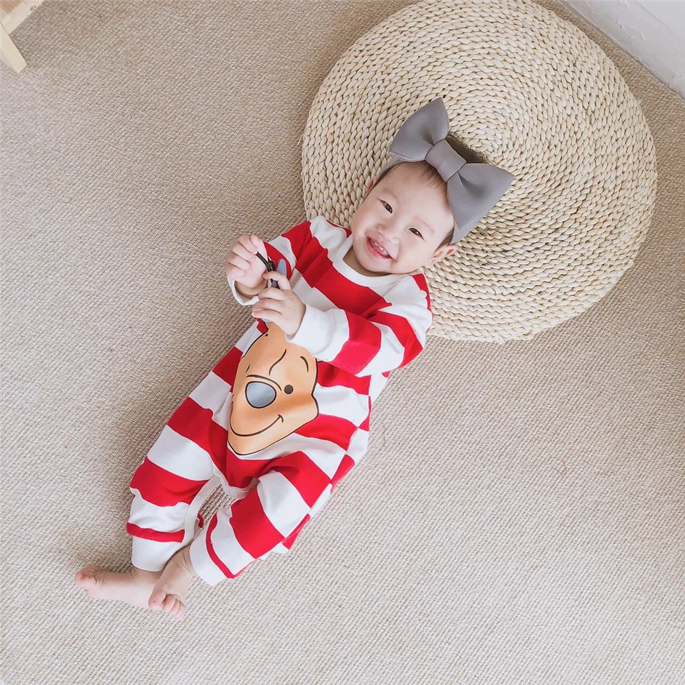 Трехцветная полосатая одежда с медведями из мультфильмов для малышей