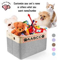 personalized pet dog toy storage box free custom canvas bag foldable pet toys box print dogs name with cute paw pet supplies