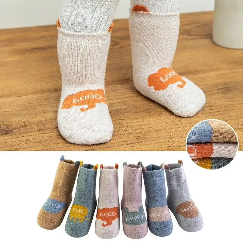

Winter Thicken Warm Cotton Baby Socks Boys Girls Rubber Slip-resistant Floor Socks Cartoon Infant Toddler English Terry Socks