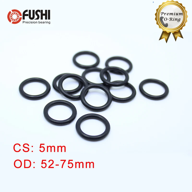 CS5mm резины бутадиен-нитрильный каучук o-образный кольцо OD 52/55/58/60/62/65/68/70/72/75*5 мм, 50 шт в наборе, уплотнительное кольцо Нитриловые Уплотнения Толщина 5 мм уплотнительное кольцо