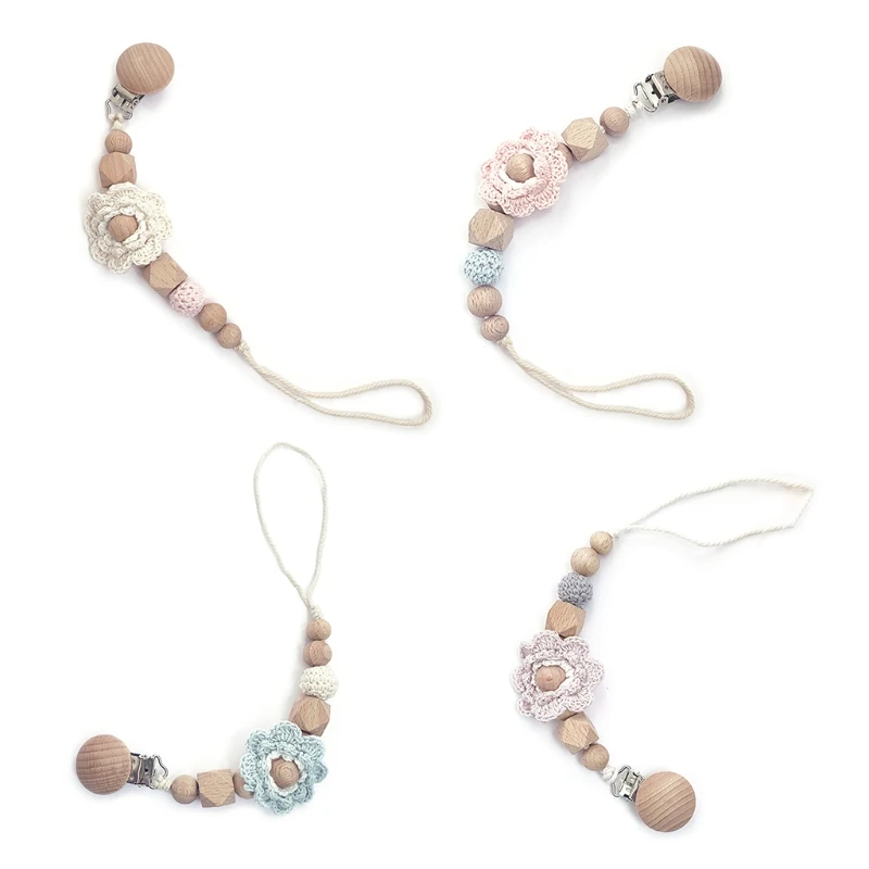 

Baby Teething Soother Clip Crochet Pacifier Chain Woven Flower DIY Nipple Holder