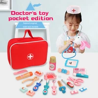 kids safety wooden pretend doctor set toys with storage bag simulation medical supply and equipment doctor nurse education toy