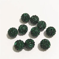 free shipping emeald 10 12 mm rhinestone spacer beads are round suitable for needlework accessories and jewelry making