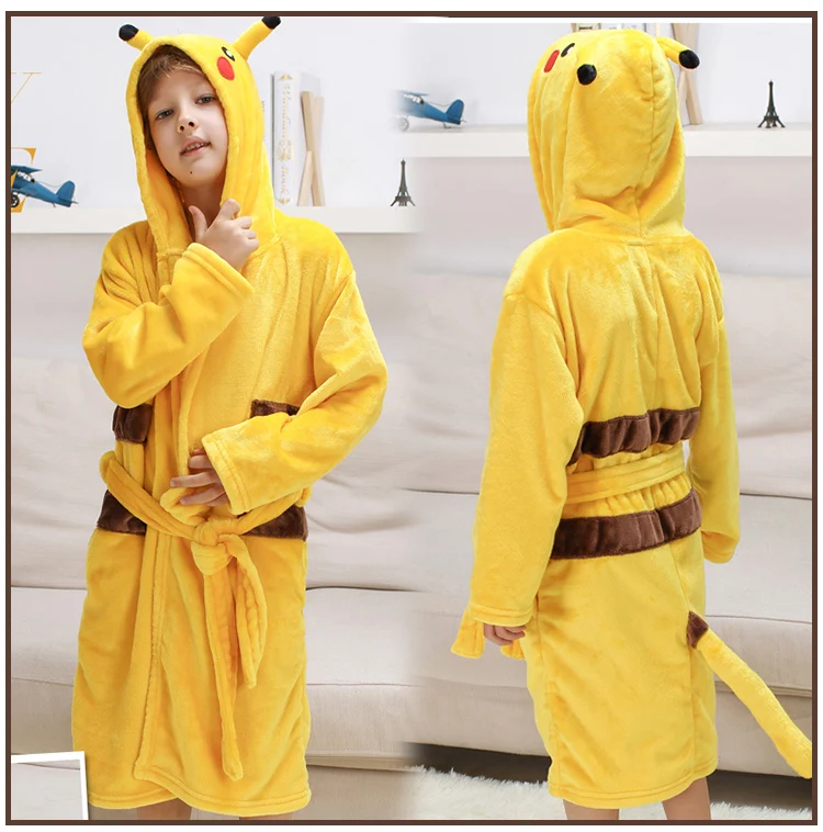 Зимние кигуруми единорог динозавр с капюшоном детские халаты детский халат