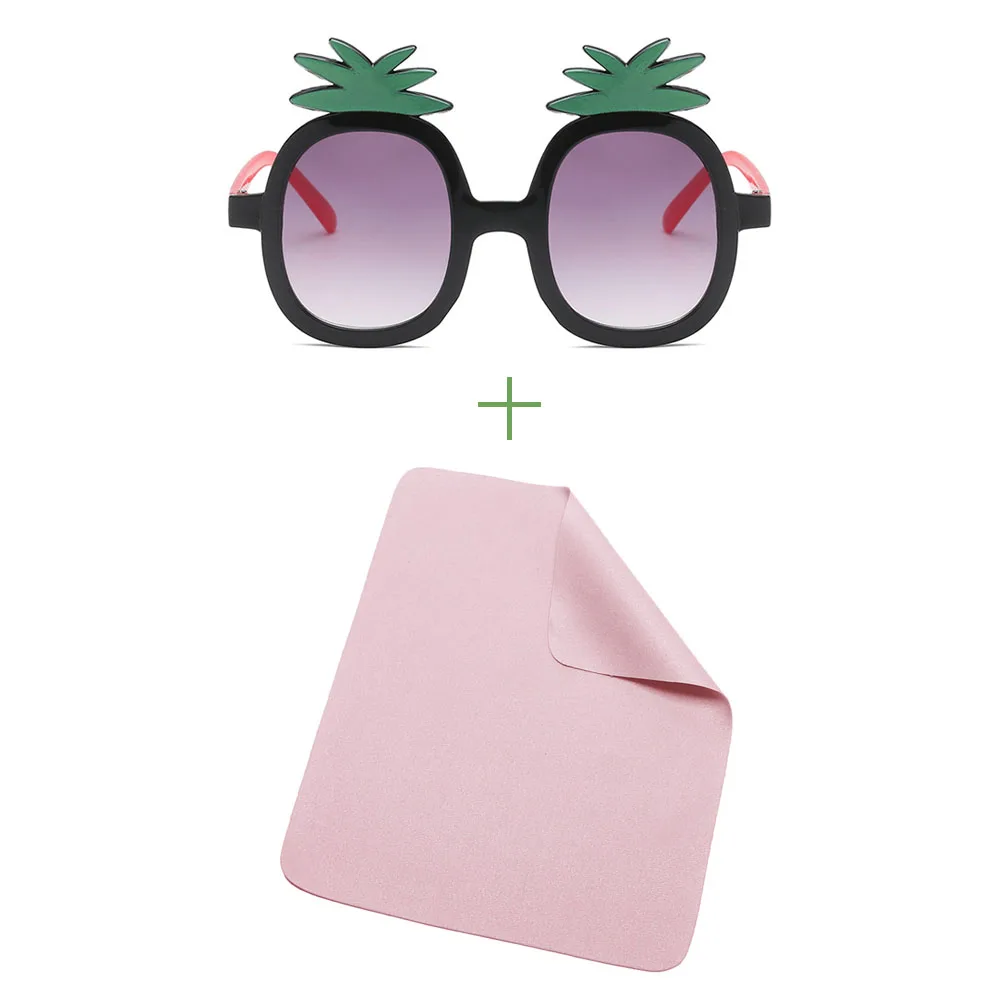 Glasses and cloth Ананасовые очки, детские солнцезащитные очки, милые детские солнцезащитные очки, UV 400, поляризационные, безопасный подарок, Прямая поставка - Цвет линз: Glasses and cloth