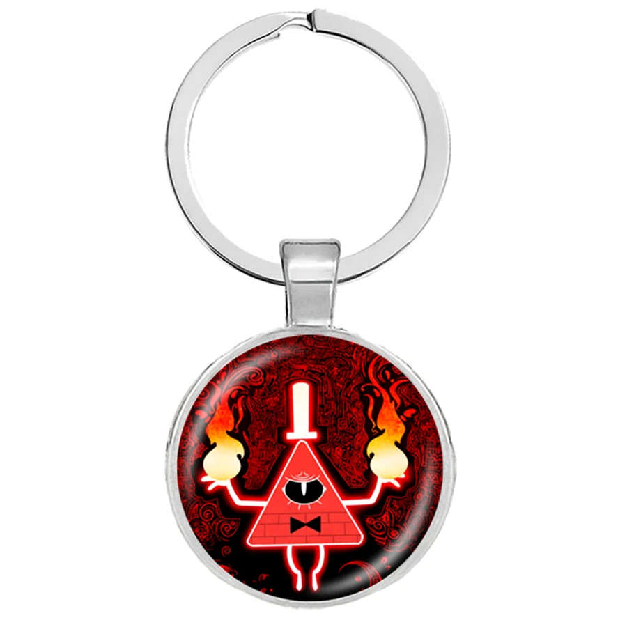 Anime Gravity Falls Keychain Bill Cipher Wheel Mysteries Pattern Key Rings Glass Dome Metal Fans Gift Jewelry Llaveros | Украшения и