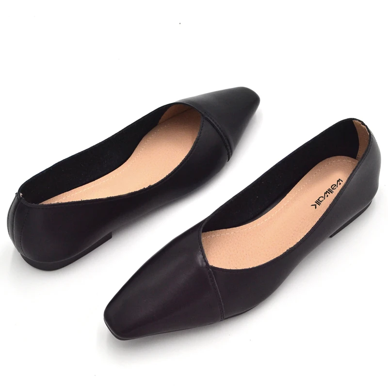 Дизайнерская обувь на плоской подошве Женские балетки с острым носком в