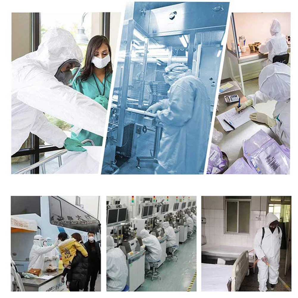 Одноразовые комбинезоны с пылью и капюшоном нетканые пыленепроницаемые одежда