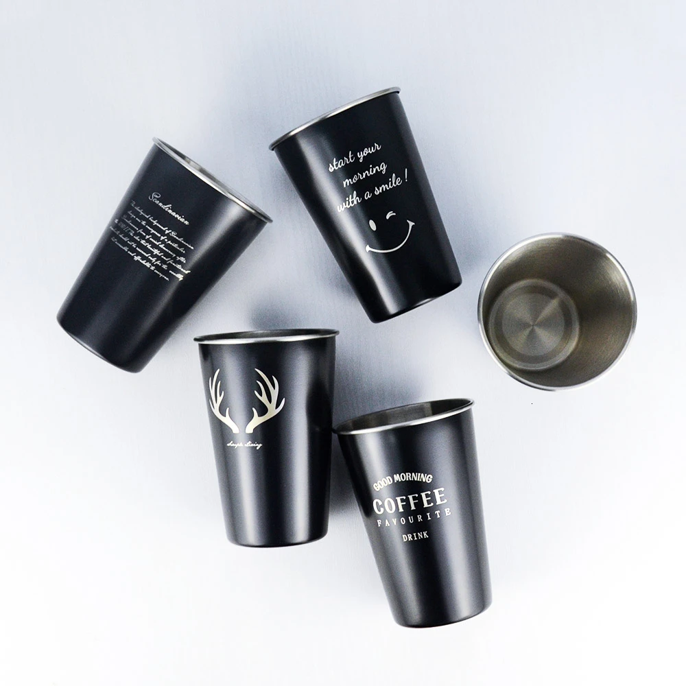 Черная кофейная кружка из нержавеющей стали с крышкой Starw, креативная кружка с надписью для путешествий, кемпинга, чая, молока, сока, чашки для домашнего офиса, подарок, пивная чашка, 1 шт
