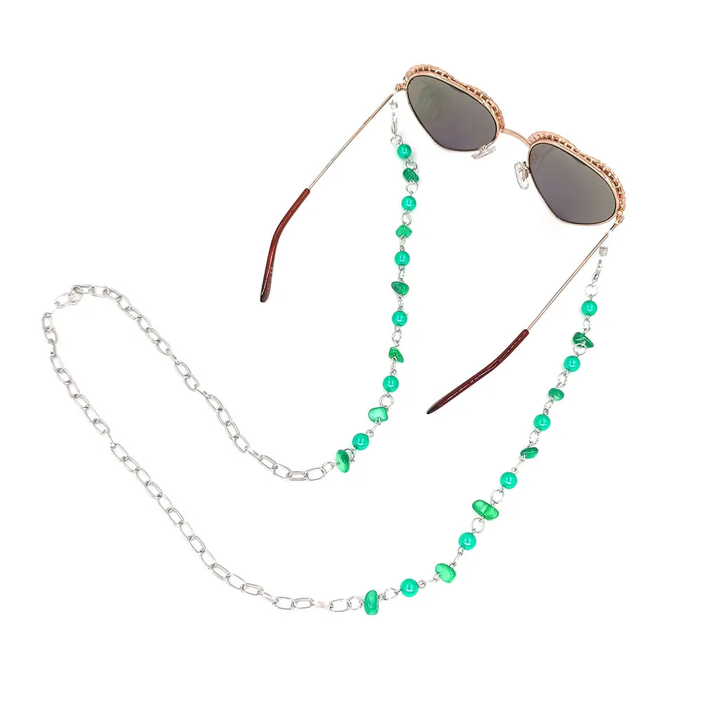 

Green Natural Stone Glass Beads Mask Chain For Women Anti Slip Eyewears Clip Mask Holder Neck Strap Lanyard Jewelry Wholesale