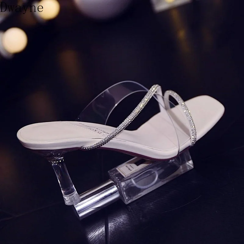 Новинка 2019 Модные прозрачные тонкие сандалии и тапочки со стразами для детей |