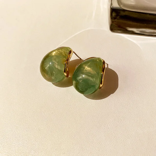 

Korea Simple C Shape Resin Stud Earrings Geometric Waterdrop Transparent Retro Temperament Earrings For Women Trendy New