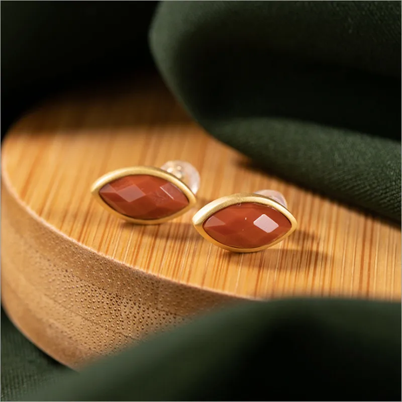 Uglyless в форме оливки мини серьги гвоздики для женщин граненый агат шпильки