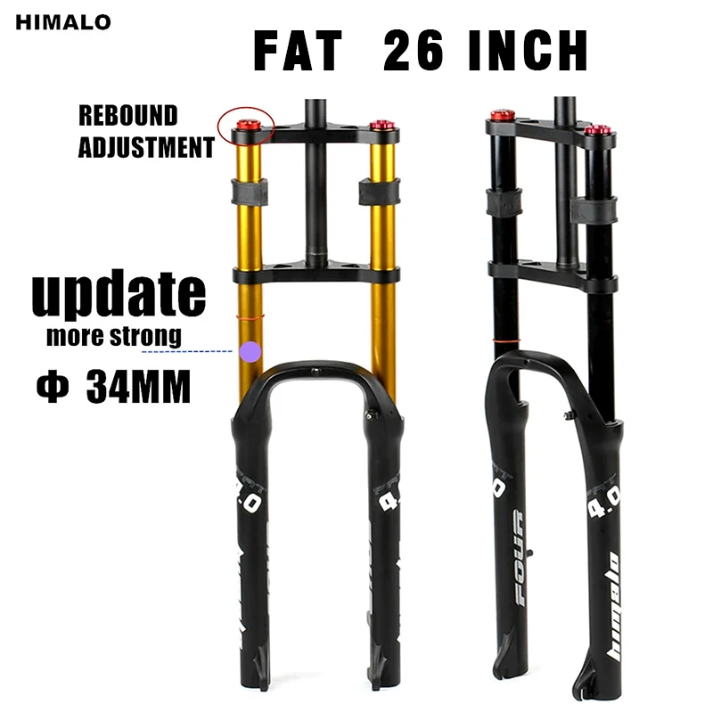 

Himalo 4.0'' Double Shoulder Fat Bike Fork Rebound Adjustment Magnesium Alloy Stroke 120mm Suspension Air Fork for MTB Snow