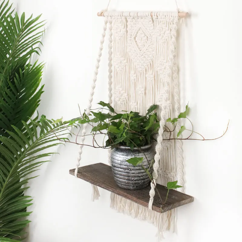 Hand-woven Tapestry Shelf Boho Style Hanging Room Wall Decorative for Storing DIY Tassel Lace | Дом и сад