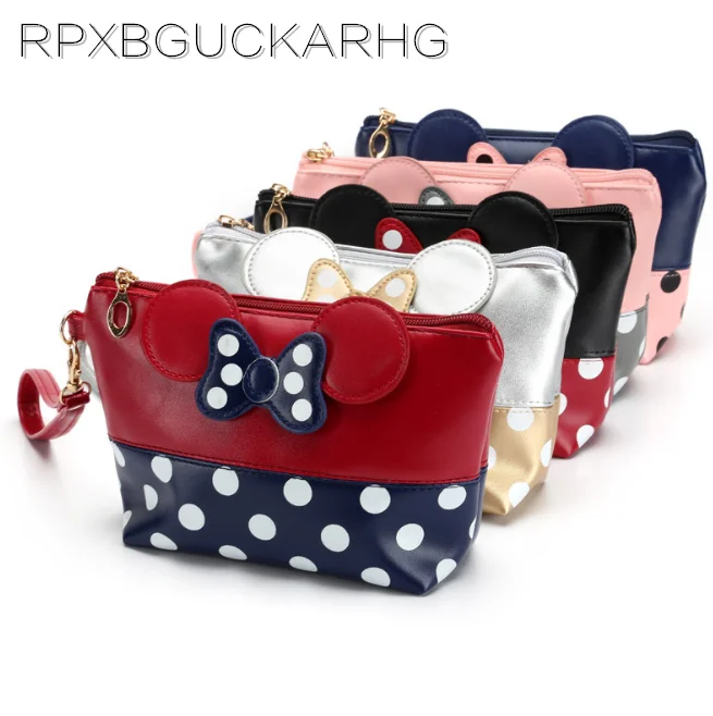 Дорожный Органайзер из искусственной кожи с Микки бантом в горошек модная