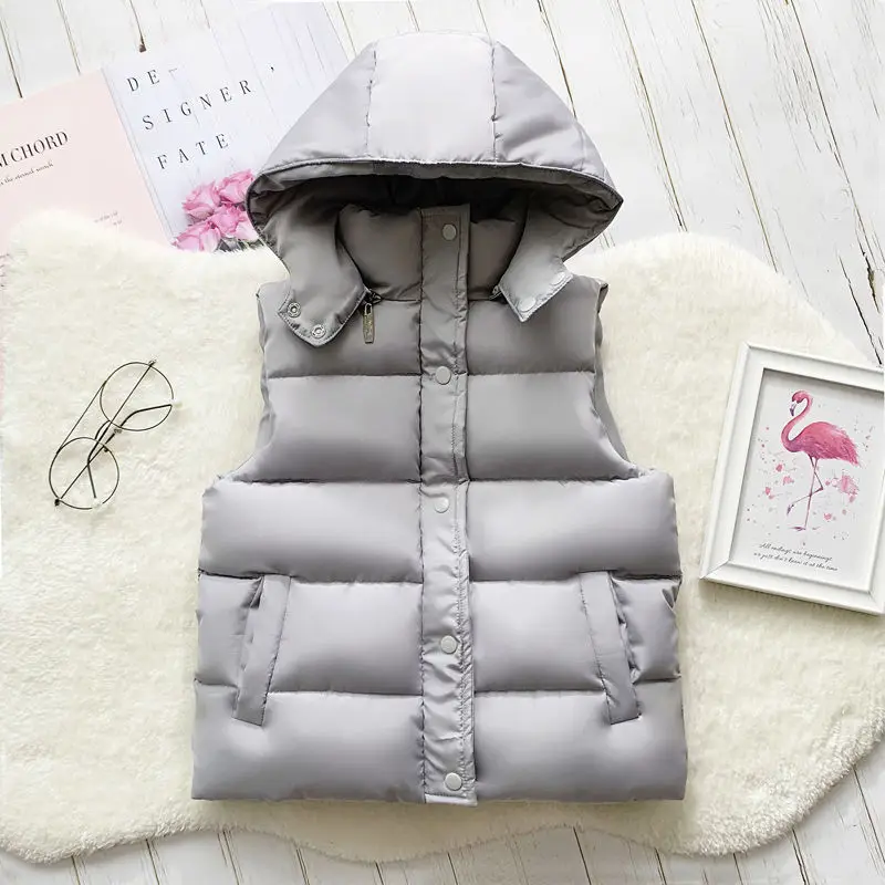 

MudiPanda 3-12Y Winter Warm Sleeveless Jacket For Children Jacket Thicken Hooded Vest For Boys Girls Kids Waistcoat Coat