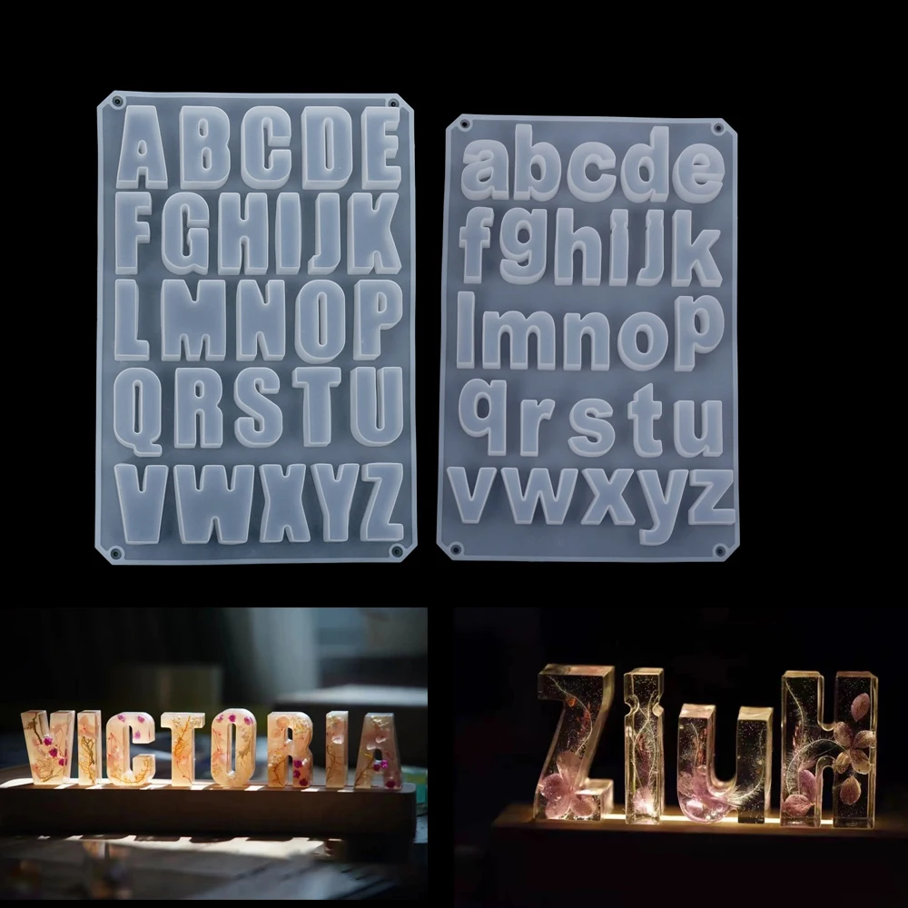 

English Alphabet Epoxy Resin Molds Silicone Plaster Mold 3D Capital Letters Cement Mold for DIY Jewelry Candle Baking Tools