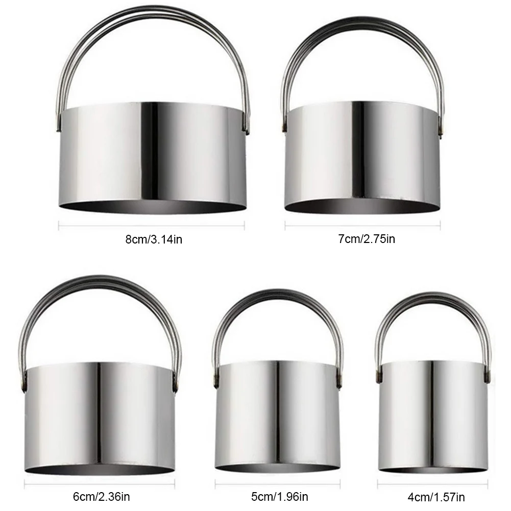 

Round Biscuit Cutter Stainless Steel Cookie Cutter with Handle for Baking (Set of 5), 1.8" to 3.2"