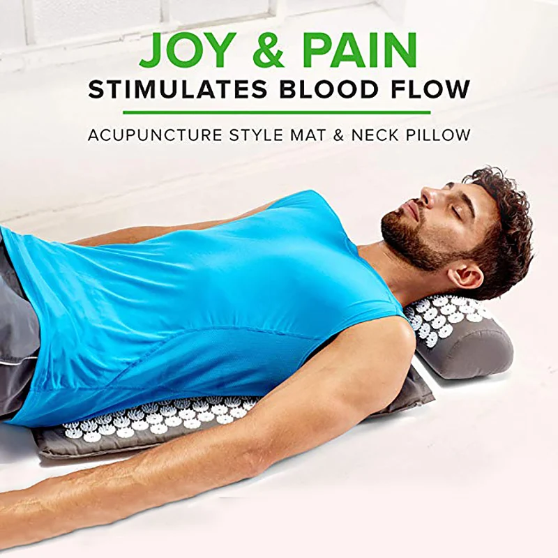 Acu коврик для массажа под давлением и подушка набор иглоукалывания напольный