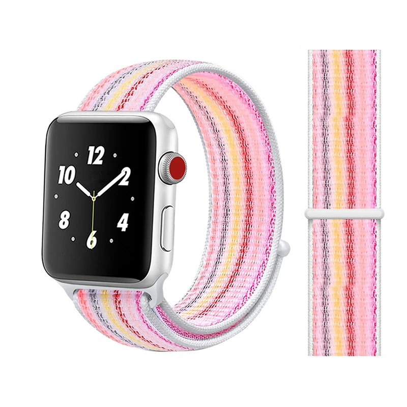 Strip pink Спортивная петля для Apple watch Band 4 5 correa iwatch 3 2 1 42 мм 38 мм 44 мм 40 мм Apple watch ремешок браслет pulseira аксессуары - Цвет ремешка: Strip pink
