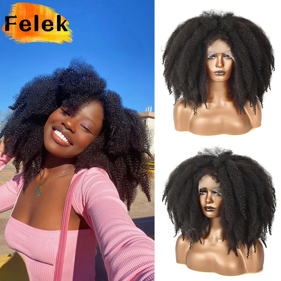 

Short Hair Afro Kinky Curly Crochet Lace Front Wigs With Bangs For Black Women African Synthetic Omber Glueless Cosplay Wig