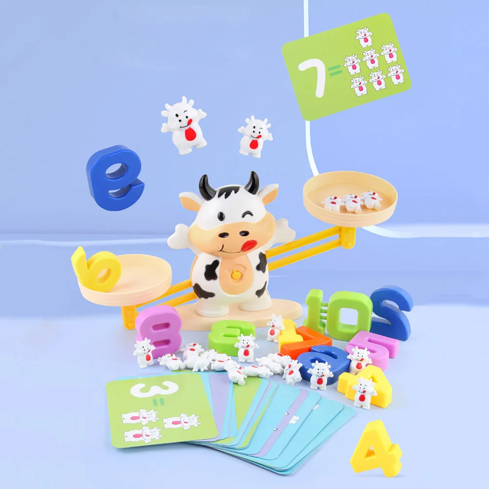 

Милые животные, корова, весы для баланса, Детская математика, обучение плюс минус, набор карт, детский подсчет, детская игра, развивающая игр...