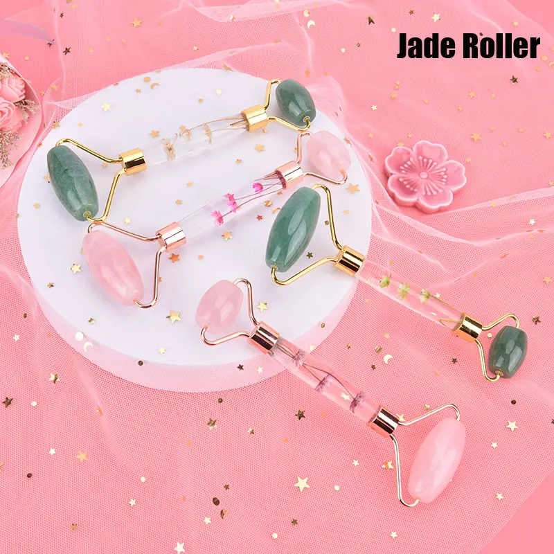 

Нефритовый роликовый скребок и массажер для лица Guasha для похудения, удаление морщин лица, инструмент для красоты и ухода за кожей