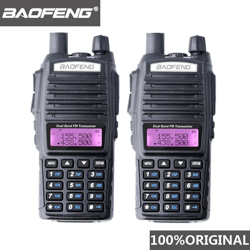 2 шт. 100% Baofeng UV-82 Двухканальные рации 10 км Dual Band 136-174/400-520 мГц FM ветчиной двухстороннее радио УКВ long range трансивер радиостанция рация автомобиль...