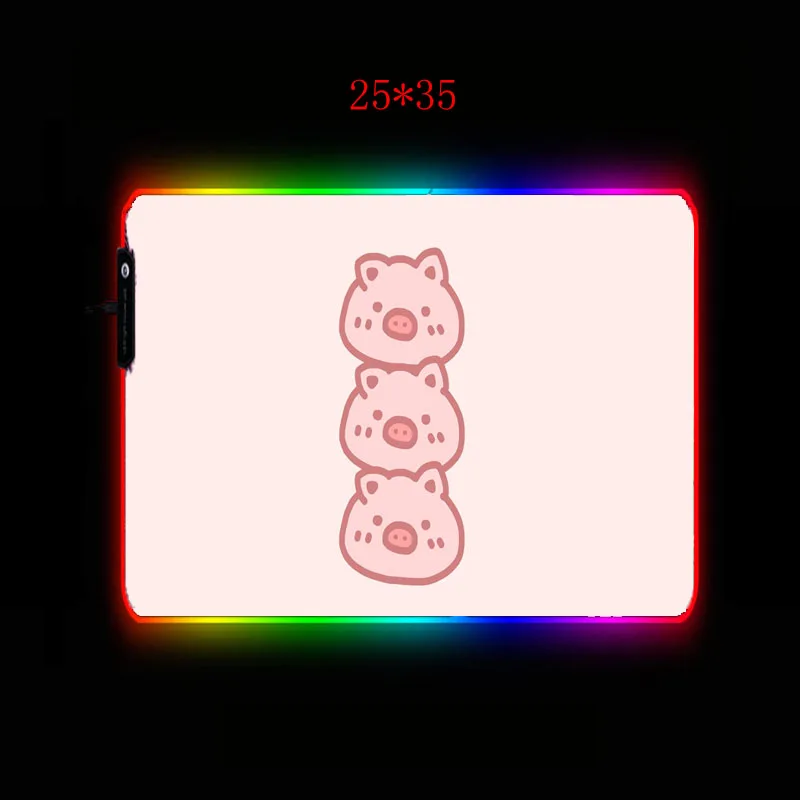 Игровой коврик для мыши с рисунком розовой свиньи RGB Большой светящийся