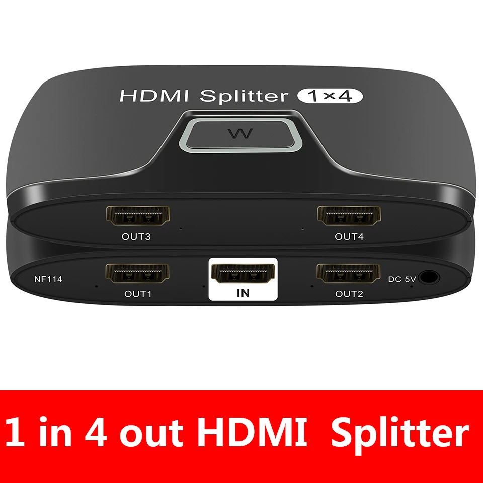 1 x 4 HDMI-compatible Splitter Converter 1 In 4 Out HD 1.4 Splitter Amplifier HDCP 1080P Dual Display for HDTV DVD PS3 Xbox