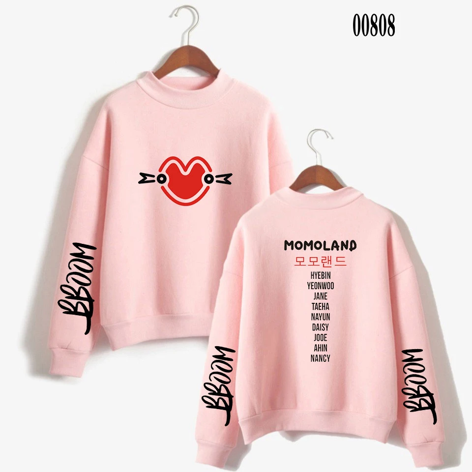 

LUCKYFRIDAYF MOMOLAND Album I'm So Hot 2D Print Women/Men Clothes Turtlenecks Long Sleeve High collar sweatshirt