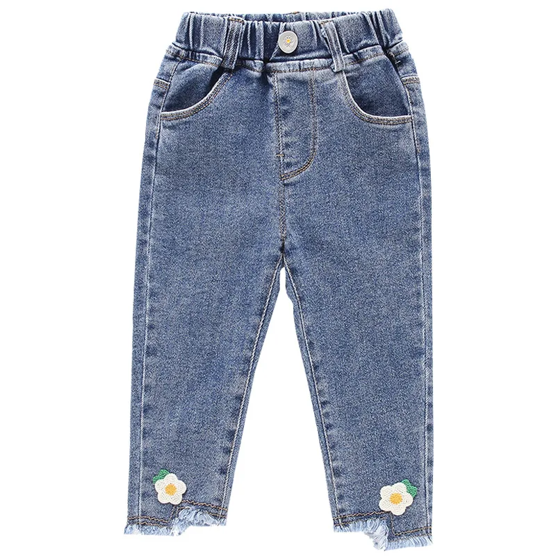 

Autumn 2020 New Petal Button Stretch Jeans All-Matching Pants Children's Clothing