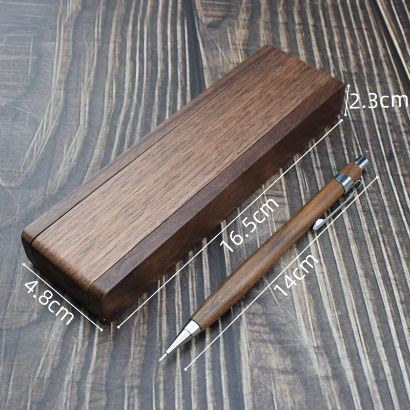 Handmade Walnut Wood Mechanical Pencil With Case Set Need 0.5mm Lead Wooden Drawing Student and Office Supplies Gift | Канцтовары для