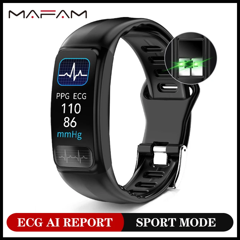 MAFAM P12 ЭКГ смарт браслет пульсометр артериальное давление часы водонепроницаемый
