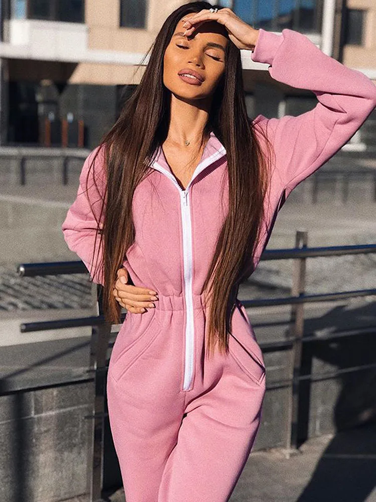 Женская толстовка с капюшоном и молнией розовая дизайнерская Свободная