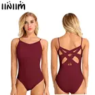 Женский Танцевальный Костюм Балерины для взрослых, Lyrical боди со встроенным бюстгальтером с перекрестной спиной, балетные танцевальные гимнастические костюмы