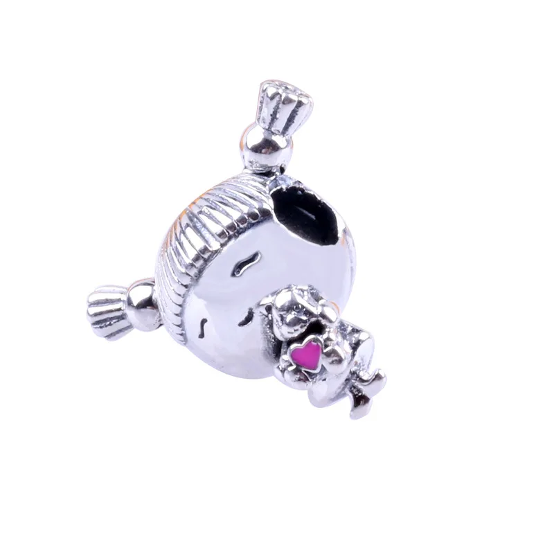 

DoDoFly Genuine 925 Sterling Silver Ponytail Girl Charm Fit Original Bracelet Diy Jewelry