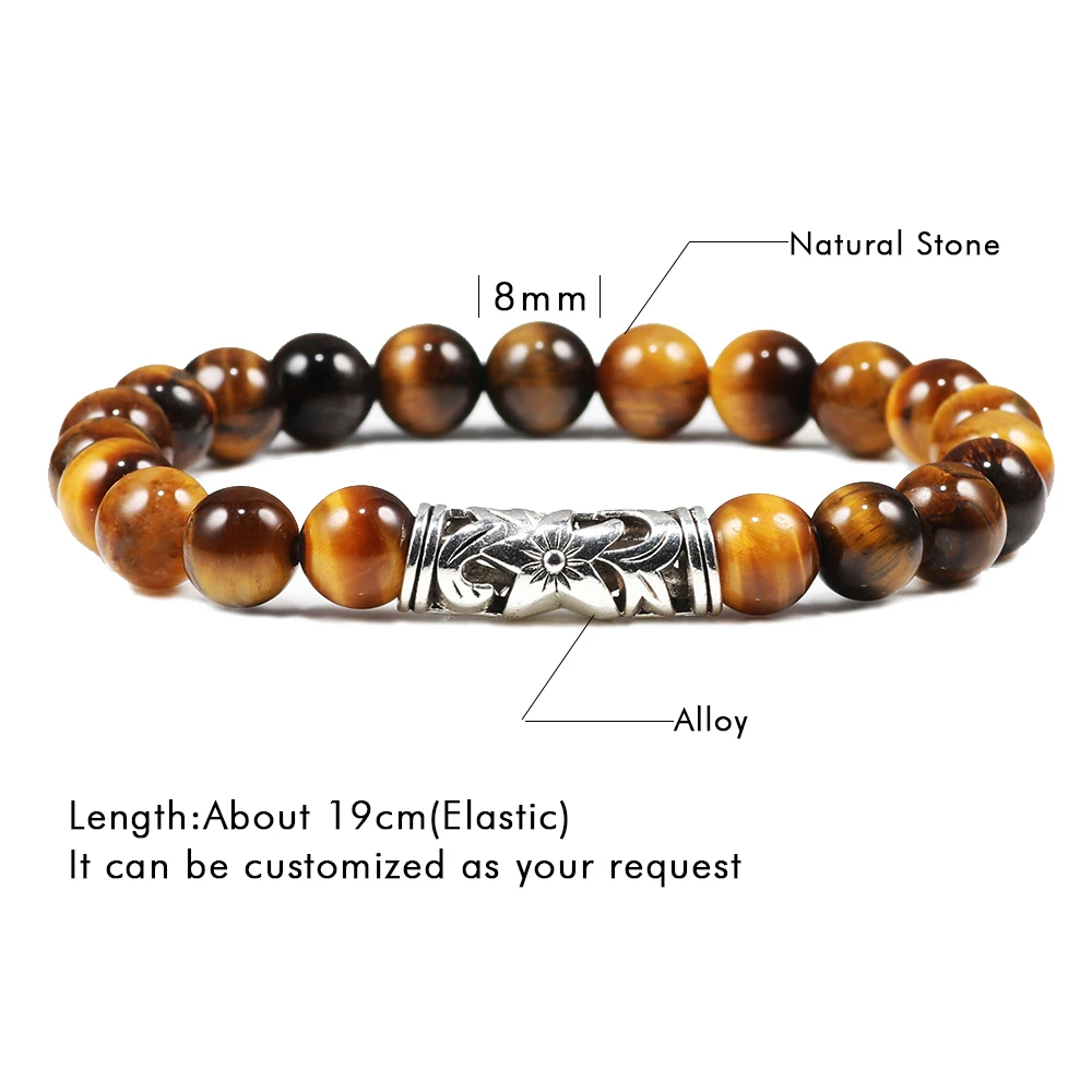 Черный Браслет из лавы с натуральным камнем модный браслет тигром и ониксом