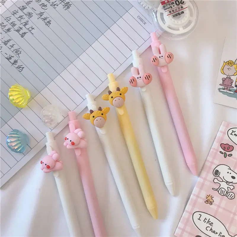 

6Pcs/Set cow rabbit Gel Pen Kawaii School Supplies Gel Ink Pen School Stationery Office Suppliers Pen Kids Gifts