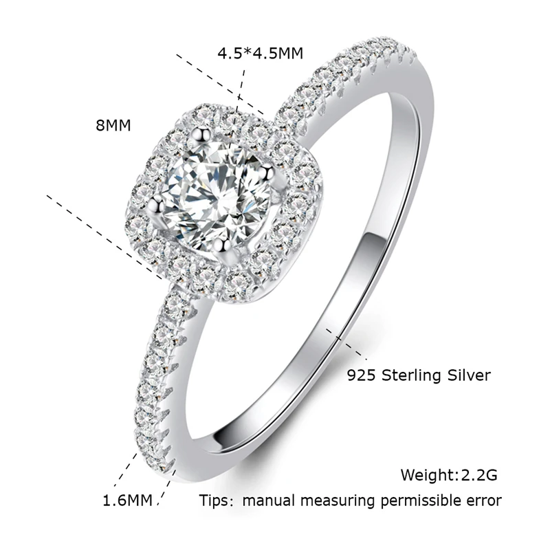 925 кольцо из стерлингового серебра с украшением в виде кристаллов цирконов