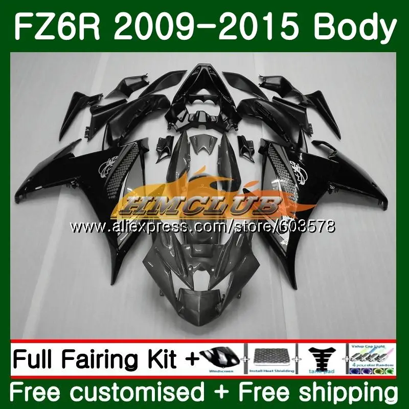 

Корпус для YAMAHA FZ6N FZ6 R FZ-6R 2009 2010 2011 2012 2013 2014 2015 62CL. 4 FZ 6R FZ6R 09, 10, 11, 12, 13, 14, 15 лет, серого и черного цветов, обтекатель