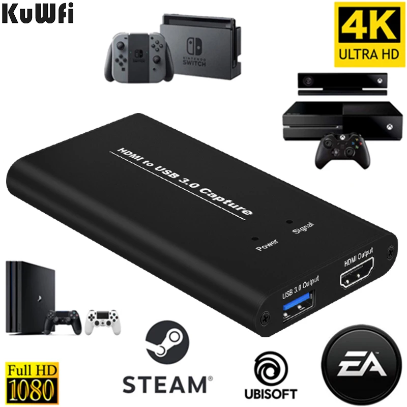 KuWFi 4K видеозахвата USB3.0 к USB карта ключ игра потоковая прямая трансляция с