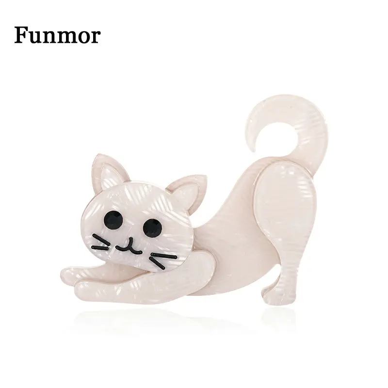 Funmor, милая акриловая брошь в виде кошки, заколки с животными для женщин, девочек, рутинное украшение, аксессуары, воротник и сумка, кардиганы, украшения, подарки