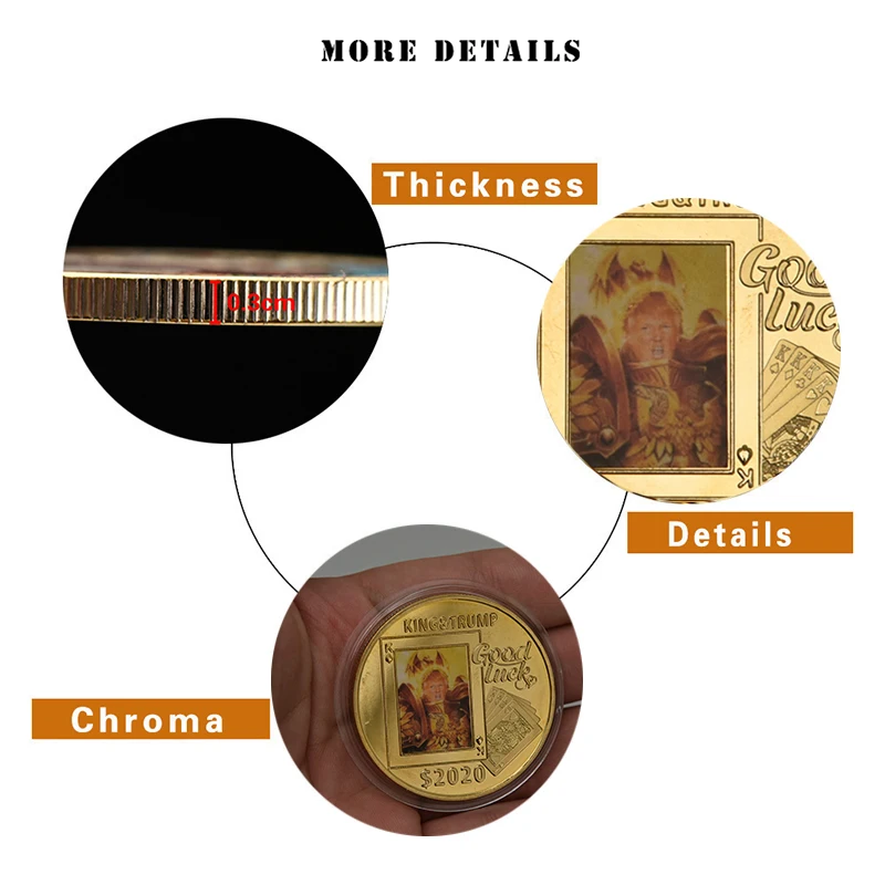 WR US Дональд Трамп 2020 позолоченные Коллекционные монеты с держателем фишки для